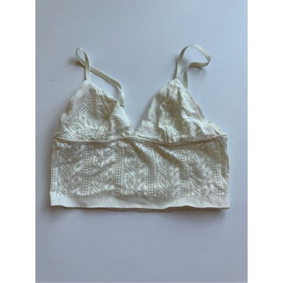 Size XS Aerie Cable Lace Longline Bralette Soft Muslin - Picture 1 of 7